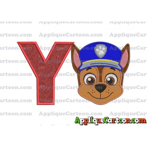 Face Chase Paw Patrol Applique Embroidery Design With Alphabet Y
