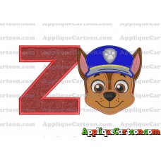 Face Chase Paw Patrol Applique Embroidery Design With Alphabet Z