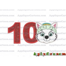 Face Everest Paw Patrol Applique Embroidery Design Birthday Number 10