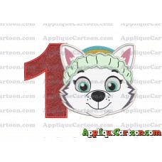 Face Everest Paw Patrol Applique Embroidery Design Birthday Number 1
