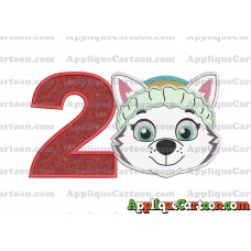 Face Everest Paw Patrol Applique Embroidery Design Birthday Number 2