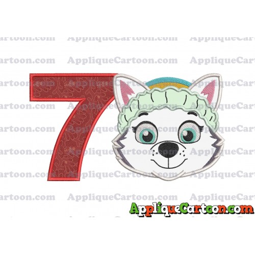 Face Everest Paw Patrol Applique Embroidery Design Birthday Number 7