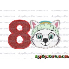 Face Everest Paw Patrol Applique Embroidery Design Birthday Number 8