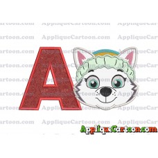 Face Everest Paw Patrol Applique Embroidery Design With Alphabet A