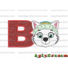 Face Everest Paw Patrol Applique Embroidery Design With Alphabet B