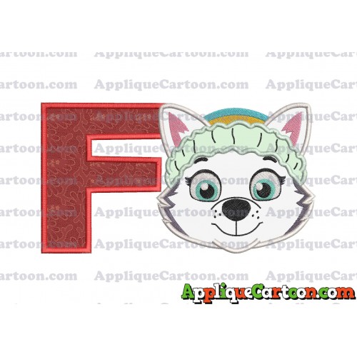 Face Everest Paw Patrol Applique Embroidery Design With Alphabet F