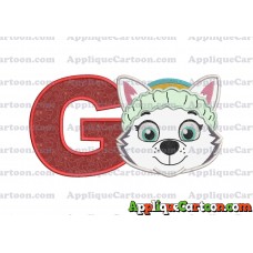 Face Everest Paw Patrol Applique Embroidery Design With Alphabet G