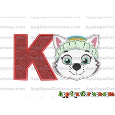 Face Everest Paw Patrol Applique Embroidery Design With Alphabet K