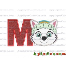 Face Everest Paw Patrol Applique Embroidery Design With Alphabet M