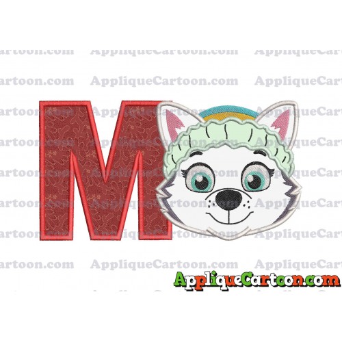 Face Everest Paw Patrol Applique Embroidery Design With Alphabet M