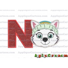 Face Everest Paw Patrol Applique Embroidery Design With Alphabet N