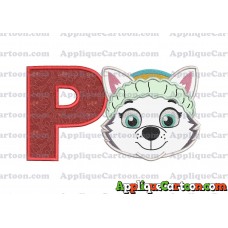 Face Everest Paw Patrol Applique Embroidery Design With Alphabet P