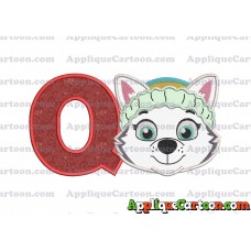 Face Everest Paw Patrol Applique Embroidery Design With Alphabet Q