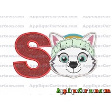 Face Everest Paw Patrol Applique Embroidery Design With Alphabet S
