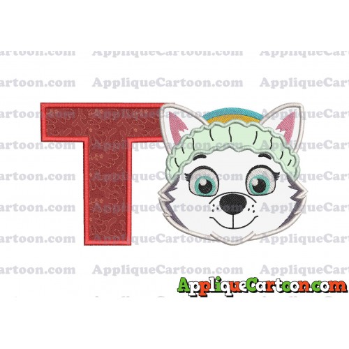 Face Everest Paw Patrol Applique Embroidery Design With Alphabet T