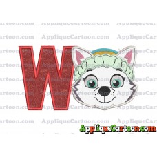 Face Everest Paw Patrol Applique Embroidery Design With Alphabet W
