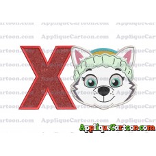 Face Everest Paw Patrol Applique Embroidery Design With Alphabet X