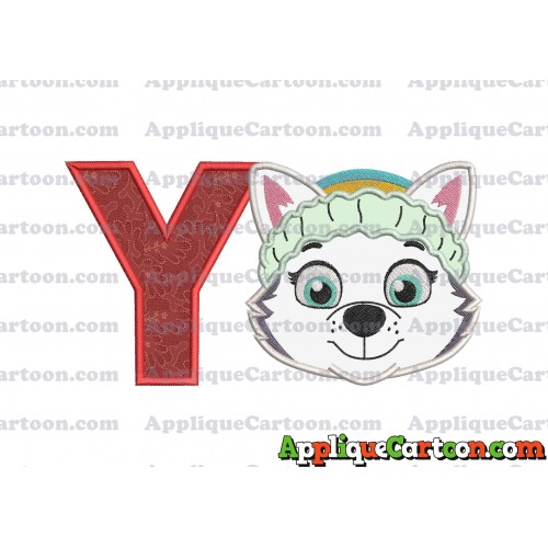 Face Everest Paw Patrol Applique Embroidery Design With Alphabet Y