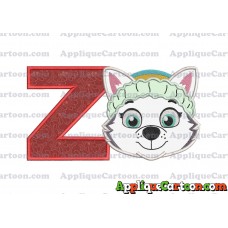 Face Everest Paw Patrol Applique Embroidery Design With Alphabet Z
