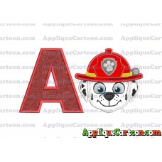 Face Marshall Paw Patrol Applique Embroidery Design With Alphabet A