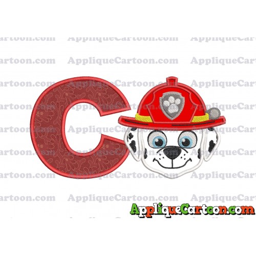 Face Marshall Paw Patrol Applique Embroidery Design With Alphabet C