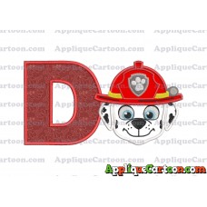 Face Marshall Paw Patrol Applique Embroidery Design With Alphabet D