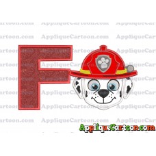 Face Marshall Paw Patrol Applique Embroidery Design With Alphabet F