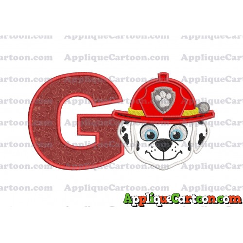 Face Marshall Paw Patrol Applique Embroidery Design With Alphabet G