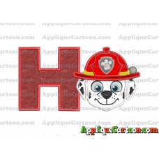 Face Marshall Paw Patrol Applique Embroidery Design With Alphabet H