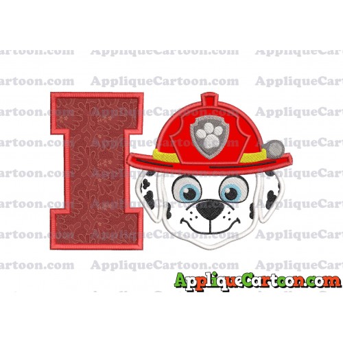 Face Marshall Paw Patrol Applique Embroidery Design With Alphabet I