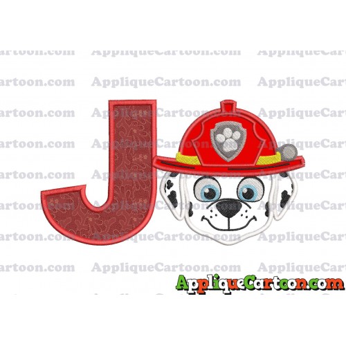 Face Marshall Paw Patrol Applique Embroidery Design With Alphabet J