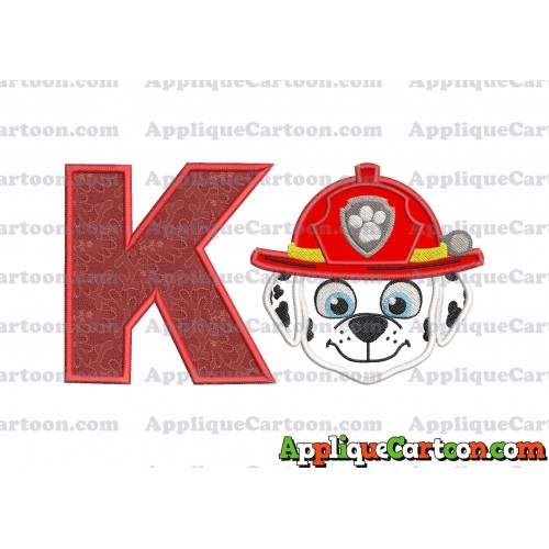 Face Marshall Paw Patrol Applique Embroidery Design With Alphabet K