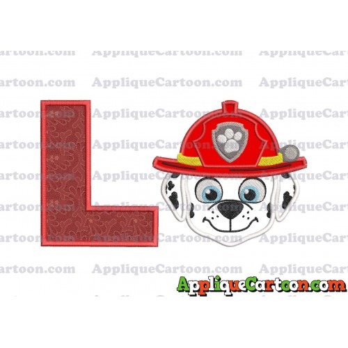 Face Marshall Paw Patrol Applique Embroidery Design With Alphabet L