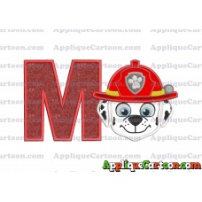 Face Marshall Paw Patrol Applique Embroidery Design With Alphabet M