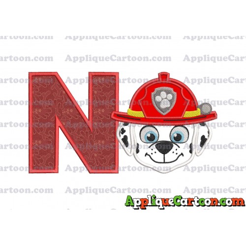 Face Marshall Paw Patrol Applique Embroidery Design With Alphabet N
