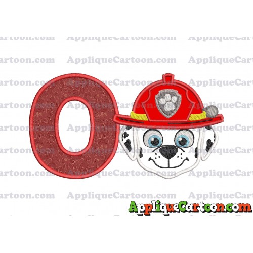 Face Marshall Paw Patrol Applique Embroidery Design With Alphabet O