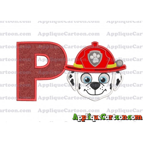 Face Marshall Paw Patrol Applique Embroidery Design With Alphabet P
