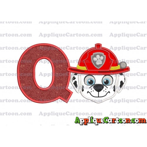 Face Marshall Paw Patrol Applique Embroidery Design With Alphabet Q