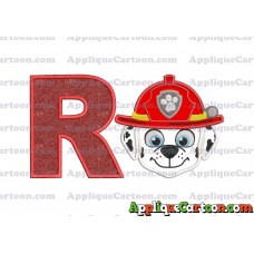 Face Marshall Paw Patrol Applique Embroidery Design With Alphabet R