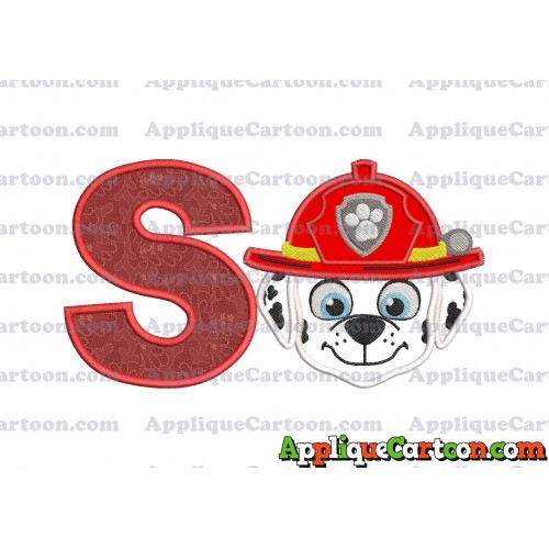 Face Marshall Paw Patrol Applique Embroidery Design With Alphabet S