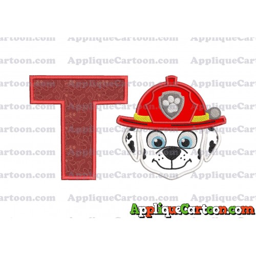Face Marshall Paw Patrol Applique Embroidery Design With Alphabet T