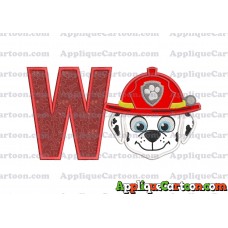 Face Marshall Paw Patrol Applique Embroidery Design With Alphabet W