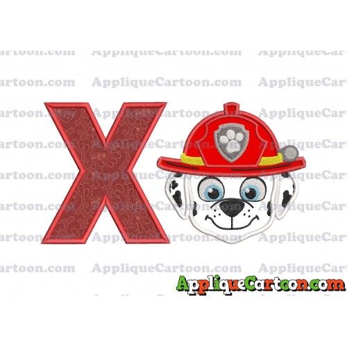 Face Marshall Paw Patrol Applique Embroidery Design With Alphabet X