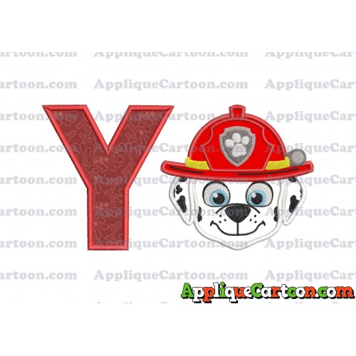 Face Marshall Paw Patrol Applique Embroidery Design With Alphabet Y