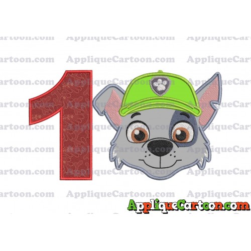 Face Rocky Paw Patrol Applique Embroidery Design Birthday Number 1