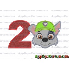 Face Rocky Paw Patrol Applique Embroidery Design Birthday Number 2