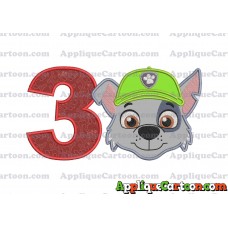 Face Rocky Paw Patrol Applique Embroidery Design Birthday Number 3