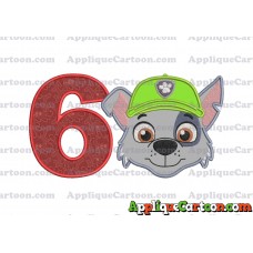 Face Rocky Paw Patrol Applique Embroidery Design Birthday Number 6