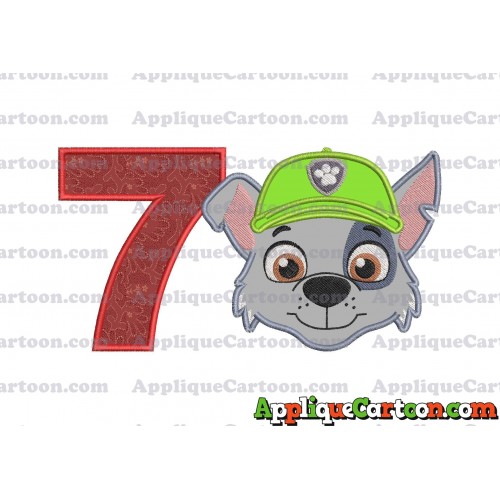 Face Rocky Paw Patrol Applique Embroidery Design Birthday Number 7