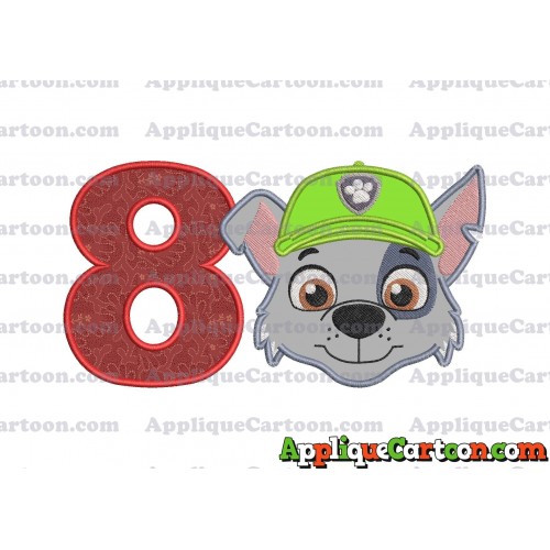 Face Rocky Paw Patrol Applique Embroidery Design Birthday Number 8